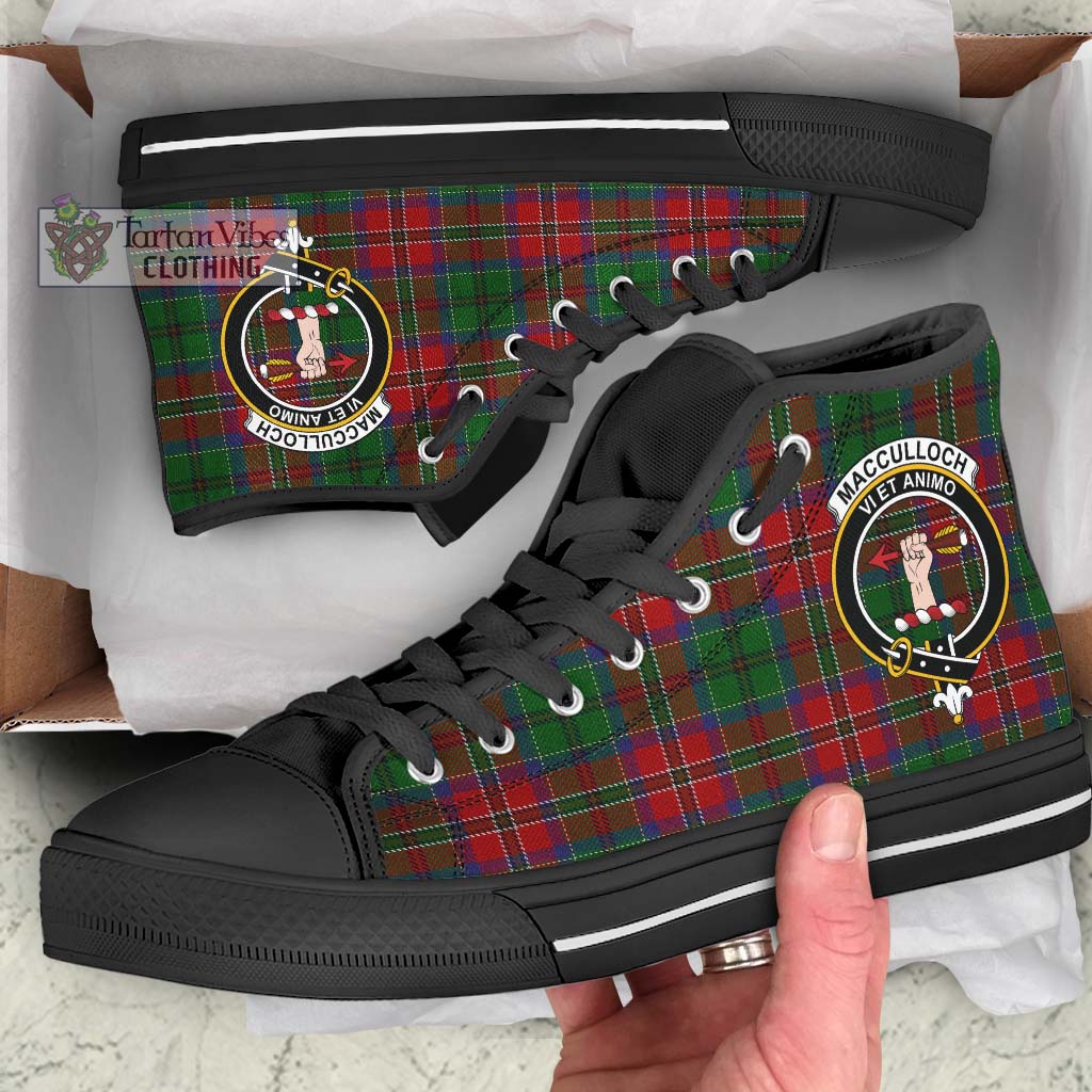 Tartan Vibes Clothing MacCulloch Tartan High Top Shoes with Family Crest