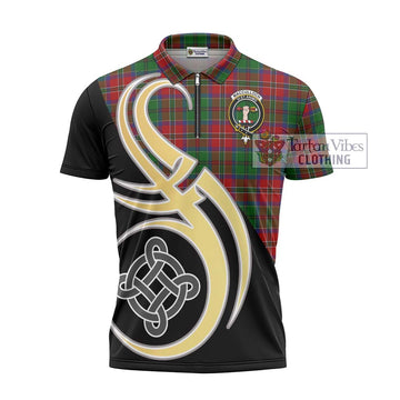 MacCulloch (McCulloch) Tartan Zipper Polo Shirt with Family Crest and Celtic Symbol Style