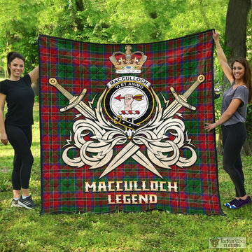 MacCulloch Tartan Quilt with Clan Crest and the Golden Sword of Courageous Legacy