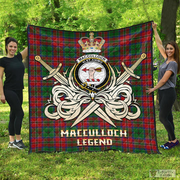 MacCulloch (McCulloch) Tartan Quilt with Clan Crest and the Golden Sword of Courageous Legacy