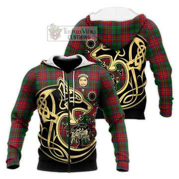 MacCulloch (McCulloch) Tartan Knitted Hoodie with Family Crest Celtic Wolf Style