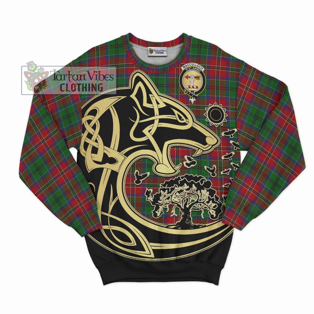 MacCulloch (McCulloch) Tartan Sweatshirt with Family Crest Celtic Wolf Style - Tartan Vibes Clothing