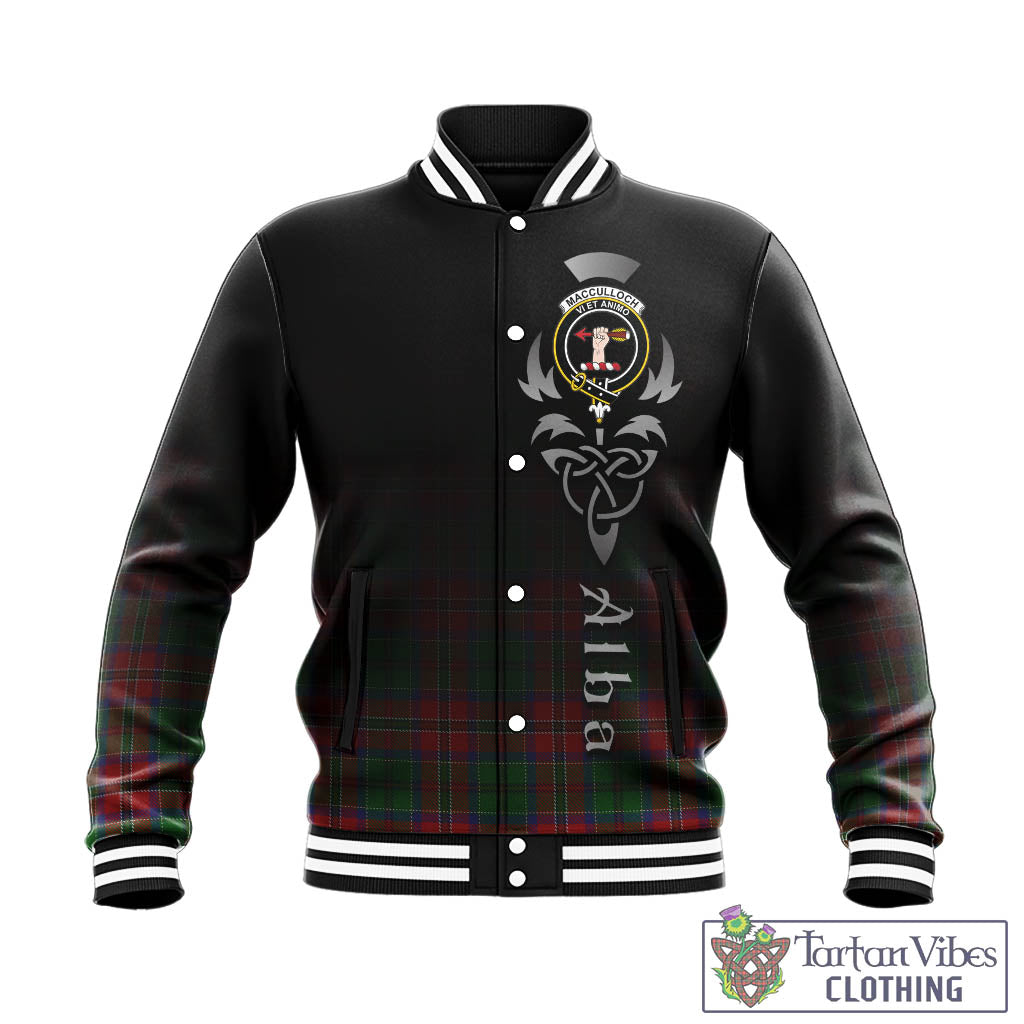 Tartan Vibes Clothing MacCulloch Tartan Baseball Jacket Featuring Alba Gu Brath Family Crest Celtic Inspired