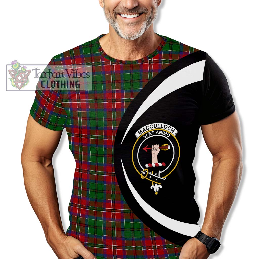 Tartan Vibes Clothing MacCulloch Tartan T-Shirt with Family Crest Circle Style