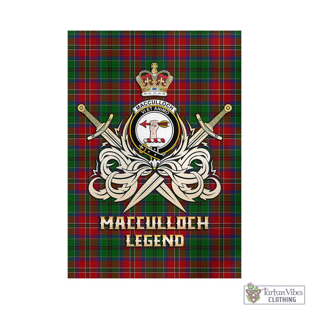 Tartan Vibes Clothing MacCulloch Tartan Flag with Clan Crest and the Golden Sword of Courageous Legacy