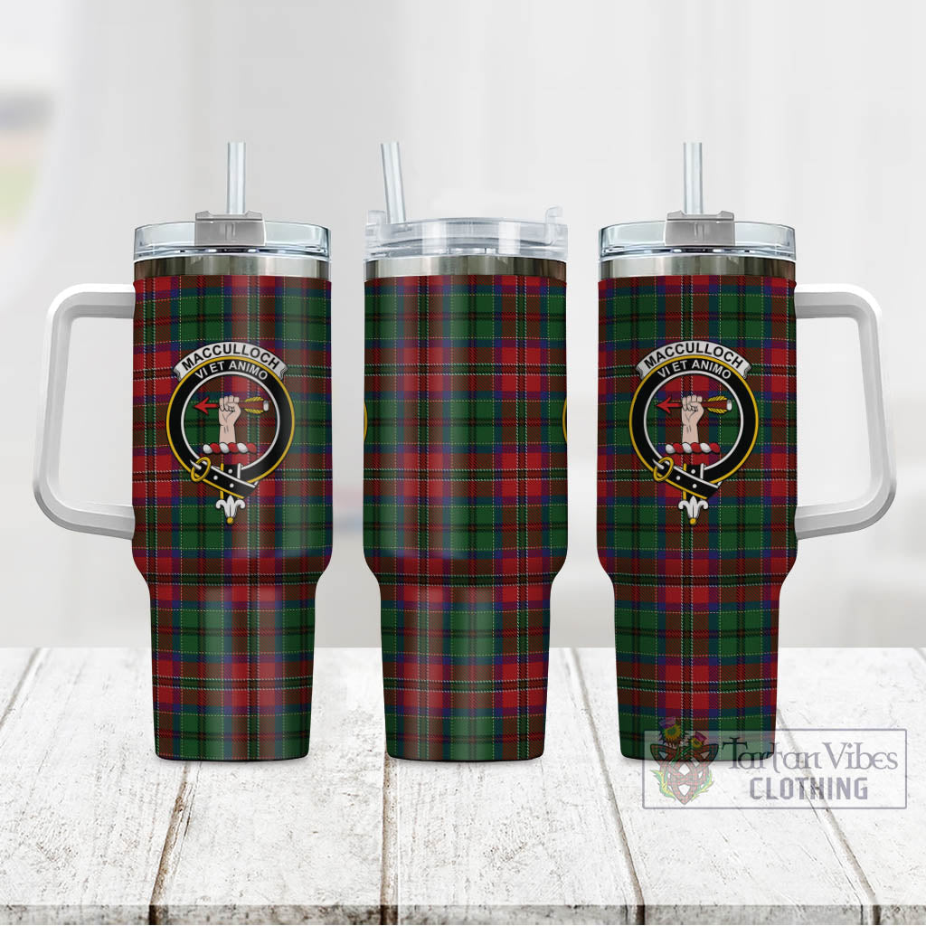 Tartan Vibes Clothing MacCulloch Tartan and Family Crest Tumbler with Handle