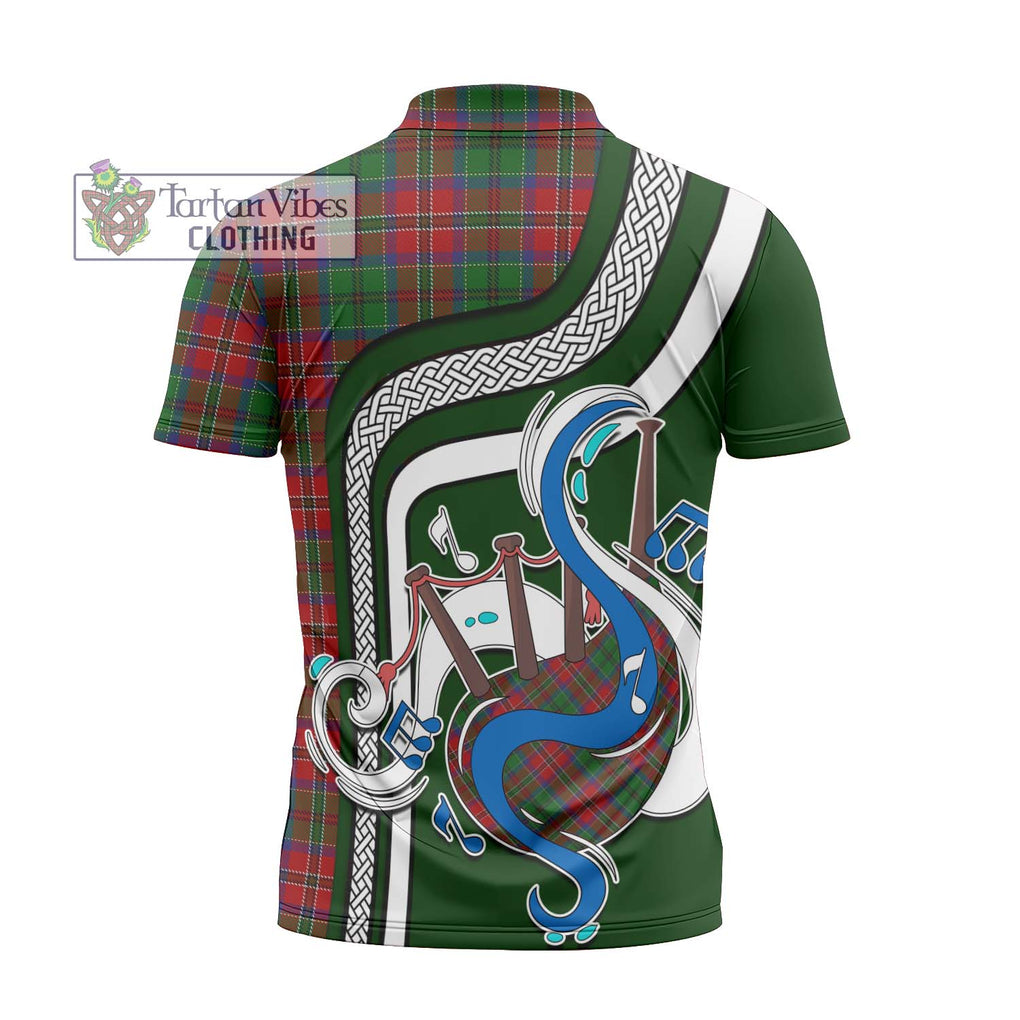 MacCulloch (McCulloch) Tartan Zipper Polo Shirt with Epic Bagpipe Style - Tartanvibesclothing Shop