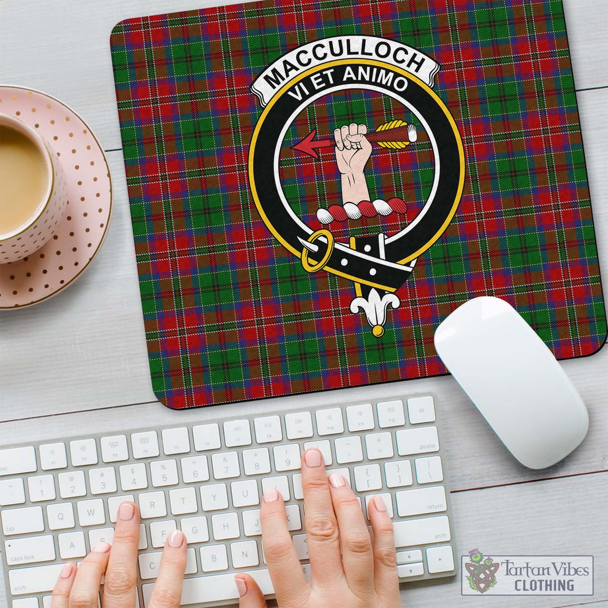 Tartan Vibes Clothing MacCulloch Tartan Mouse Pad with Family Crest