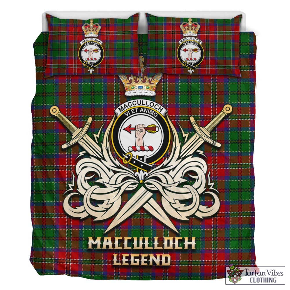 Tartan Vibes Clothing MacCulloch Tartan Bedding Set with Clan Crest and the Golden Sword of Courageous Legacy