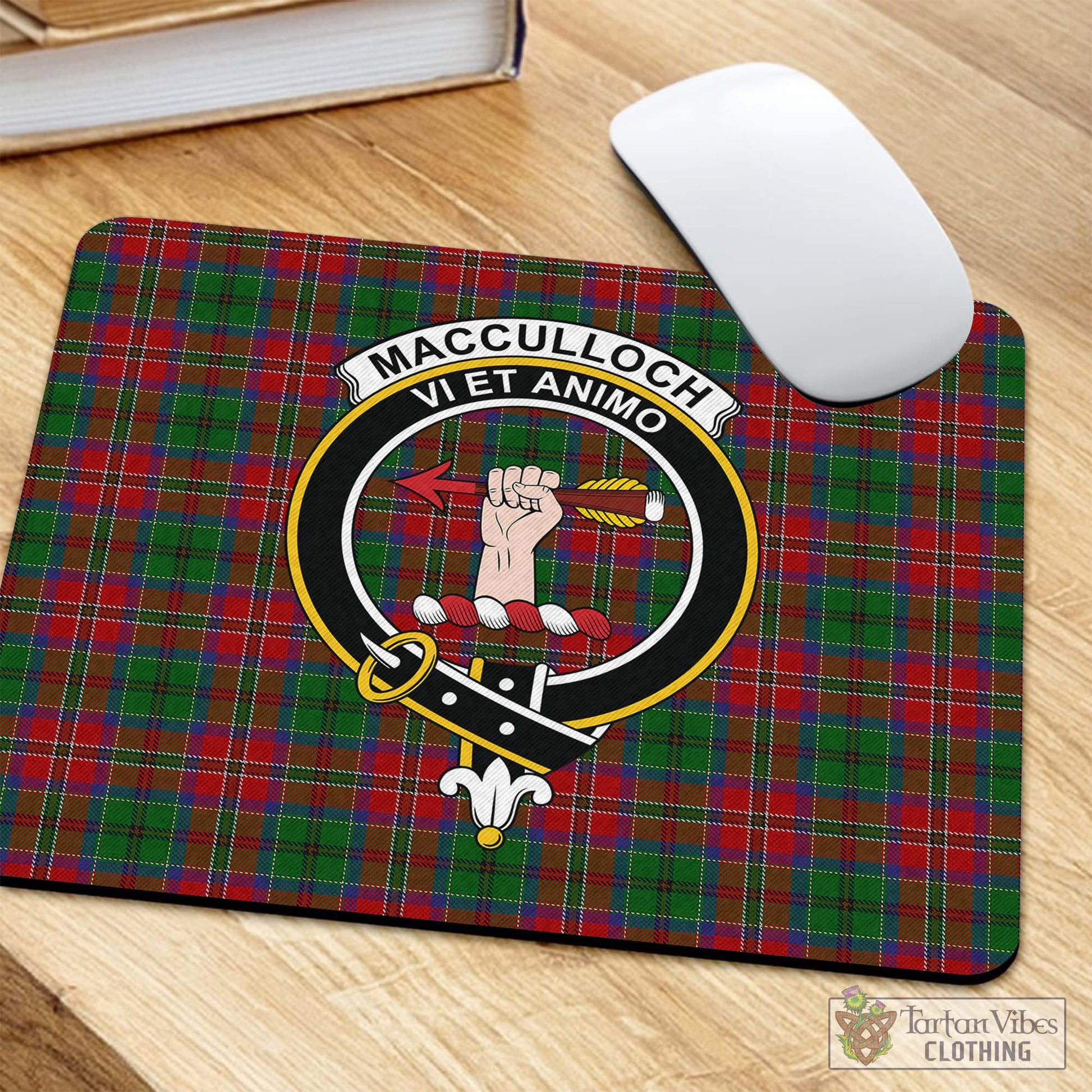 Tartan Vibes Clothing MacCulloch Tartan Mouse Pad with Family Crest