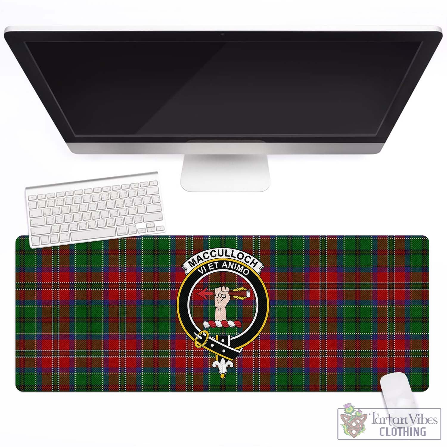 Tartan Vibes Clothing MacCulloch Tartan Mouse Pad with Family Crest