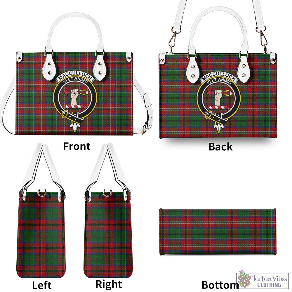 Tartan Vibes Clothing MacCulloch Tartan Luxury Leather Handbags with Family Crest