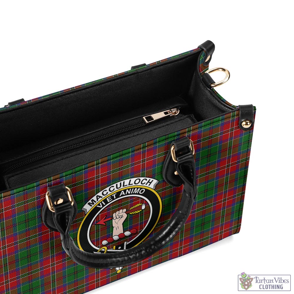 Tartan Vibes Clothing MacCulloch Tartan Luxury Leather Handbags with Family Crest