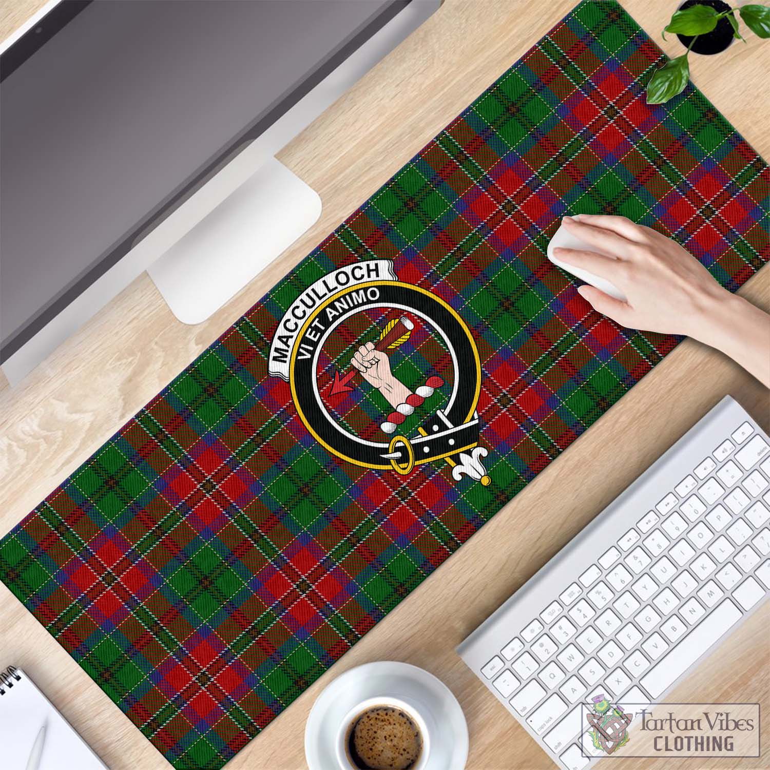 Tartan Vibes Clothing MacCulloch Tartan Mouse Pad with Family Crest