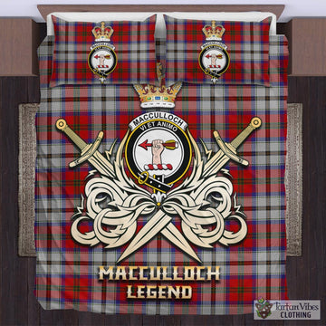 MacCulloch Dress Tartan Bedding Set with Clan Crest and the Golden Sword of Courageous Legacy