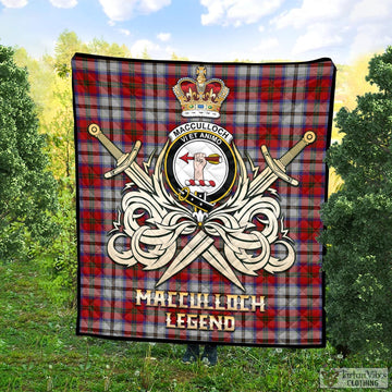 MacCulloch Dress Tartan Quilt with Clan Crest and the Golden Sword of Courageous Legacy