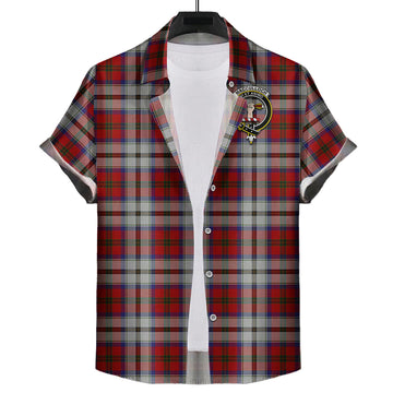 MacCulloch Dress Tartan Short Sleeve Button Down Shirt with Family Crest
