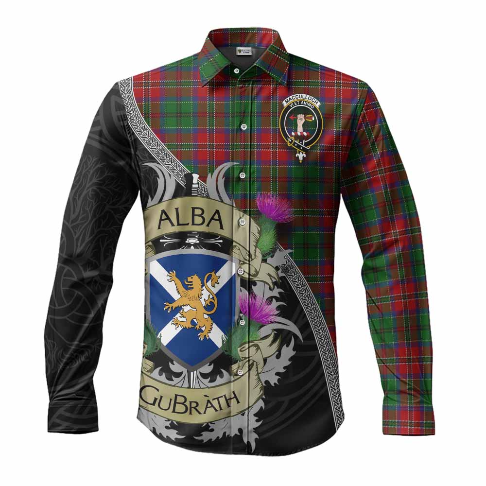 Tartan Vibes Clothing MacCulloch (McCulloch) Tartan Family Crest Long Sleeve Button Shirt Lion Rampant Royal Thistle Shield Celtic Inspired