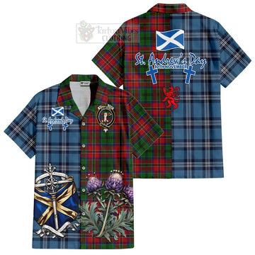 MacCulloch (McCulloch) Tartan Hawaiian Shirt Happy St. Andrew's Day Half Tartan Style
