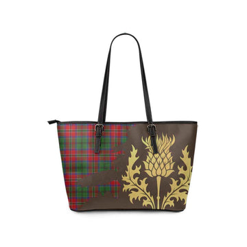 MacCulloch (McCulloch) Tartan Leather Tote Bag Gold Thistle Style