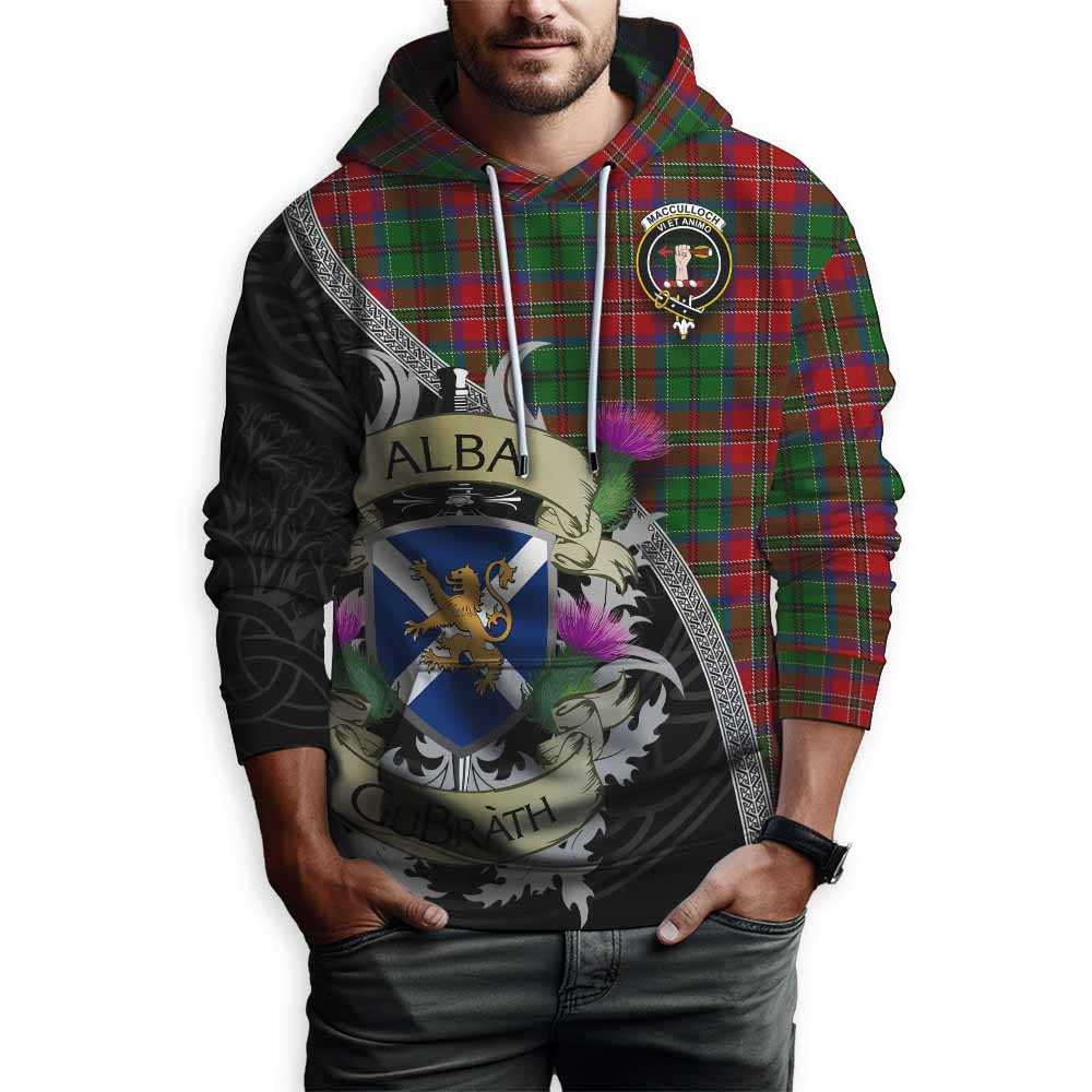 Tartan Vibes Clothing MacCulloch (McCulloch) Tartan Family Crest Hoodie Lion Rampant Royal Thistle Shield Celtic Inspired