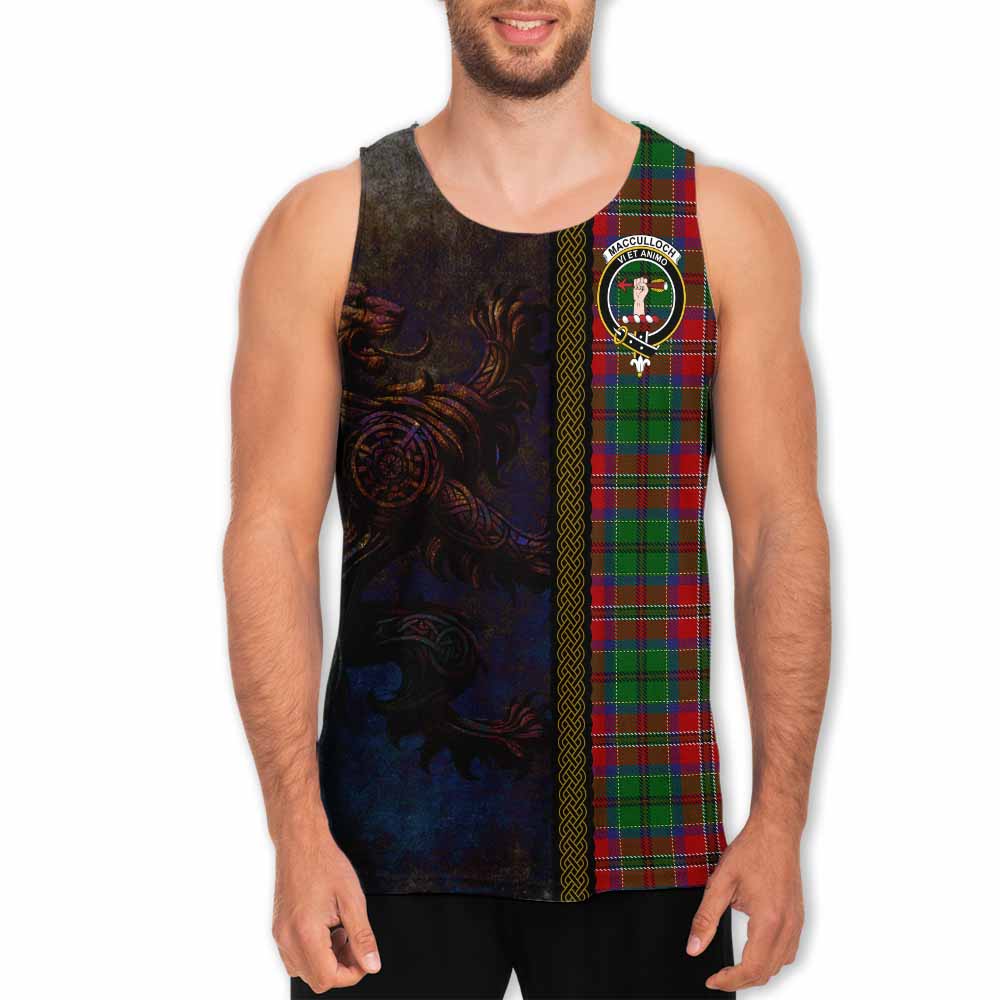 Tartan Vibes Clothing MacCulloch (McCulloch) Tartan Family Crest Men's Tank Top Alba Gu Brath Be Brave Lion Ancient Style