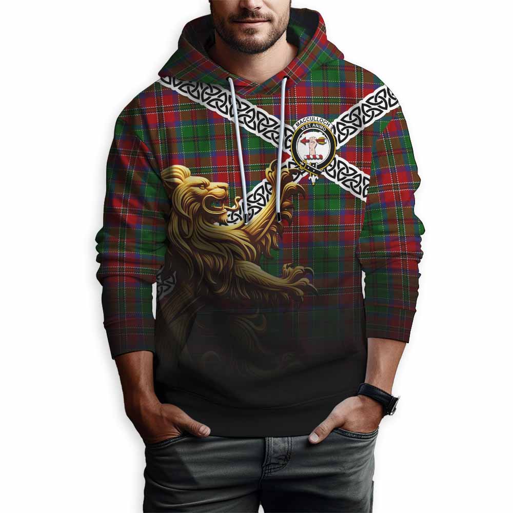 Tartan Vibes Clothing MacCulloch (McCulloch) Crest Tartan Hoodie with Golden Lion Emblem Celtic Style