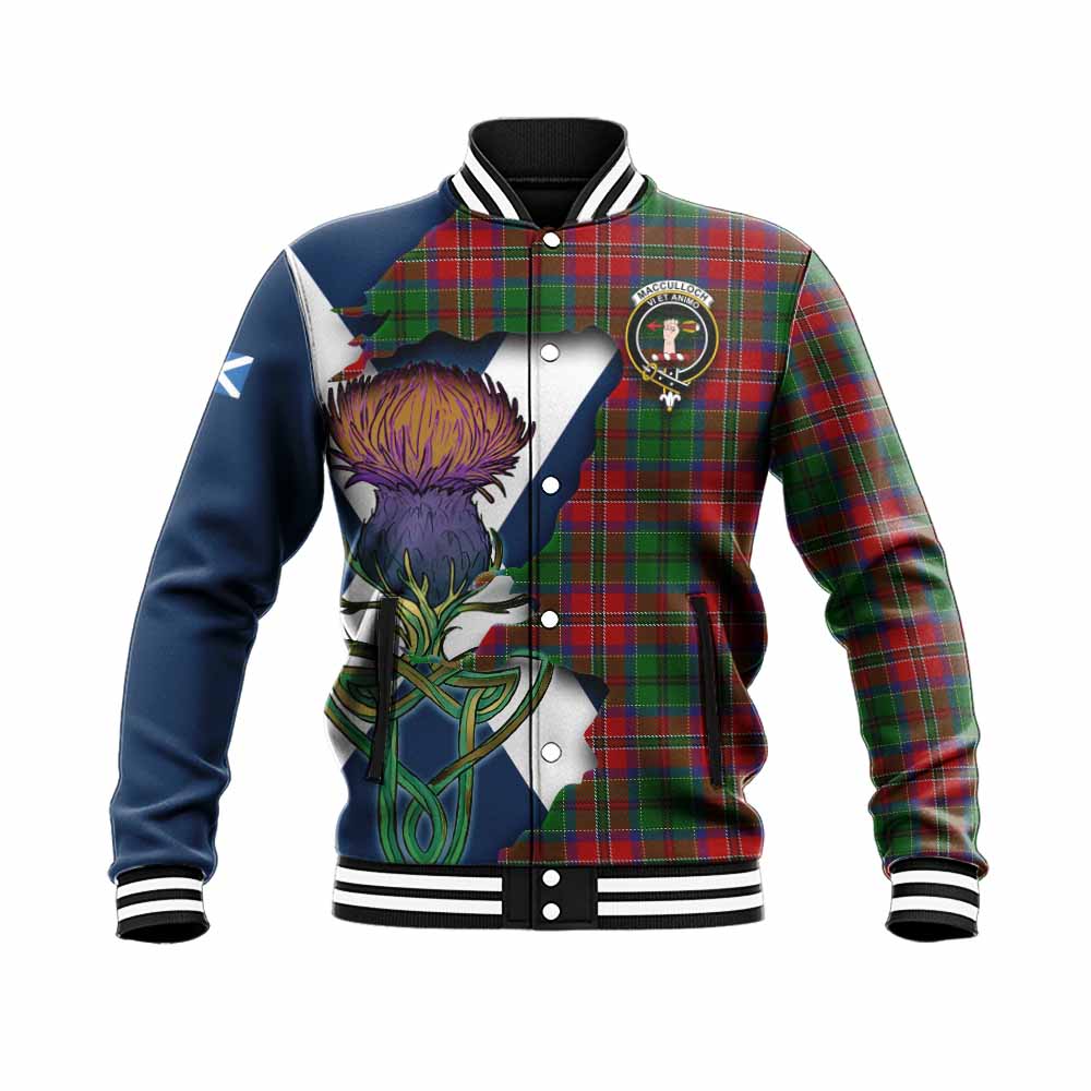 Tartan Vibes Clothing MacCulloch (McCulloch) Tartan Family Crest Baseball Jacket Scottish Thistle Celtic Inspired