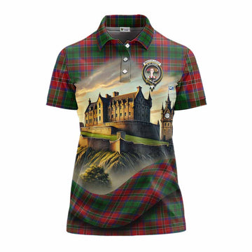 Tartan Vibes Clothing MacCulloch (McCulloch) Tartan Family Crest Women's Polo Shirt with Scottish Ancient Castle Stype