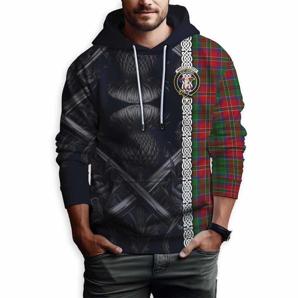 Tartan Vibes Clothing MacCulloch (McCulloch) Tartan Hoodie with Family Crest Cross Sword Thistle Celtic Vibes