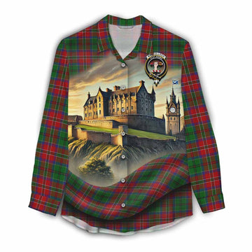 Tartan Vibes Clothing MacCulloch (McCulloch) Tartan Family Crest Women's Casual Shirt with Scottish Ancient Castle Style