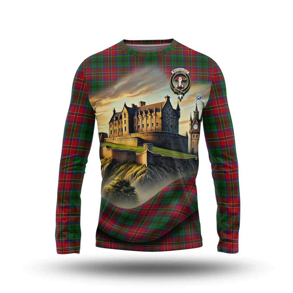 Tartan Vibes Clothing MacCulloch (McCulloch) Tartan Family Crest Long Sleeve T-Shirt with Scottish Ancient Castle Style