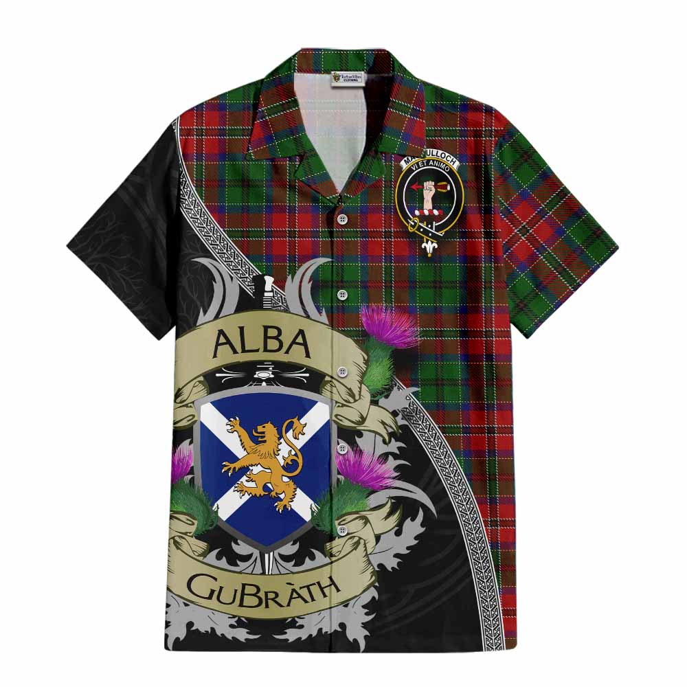 Tartan Vibes Clothing MacCulloch (McCulloch) Tartan Family Crest Short Sleeve Button Shirt Lion Rampant Royal Thistle Shield Celtic Inspired