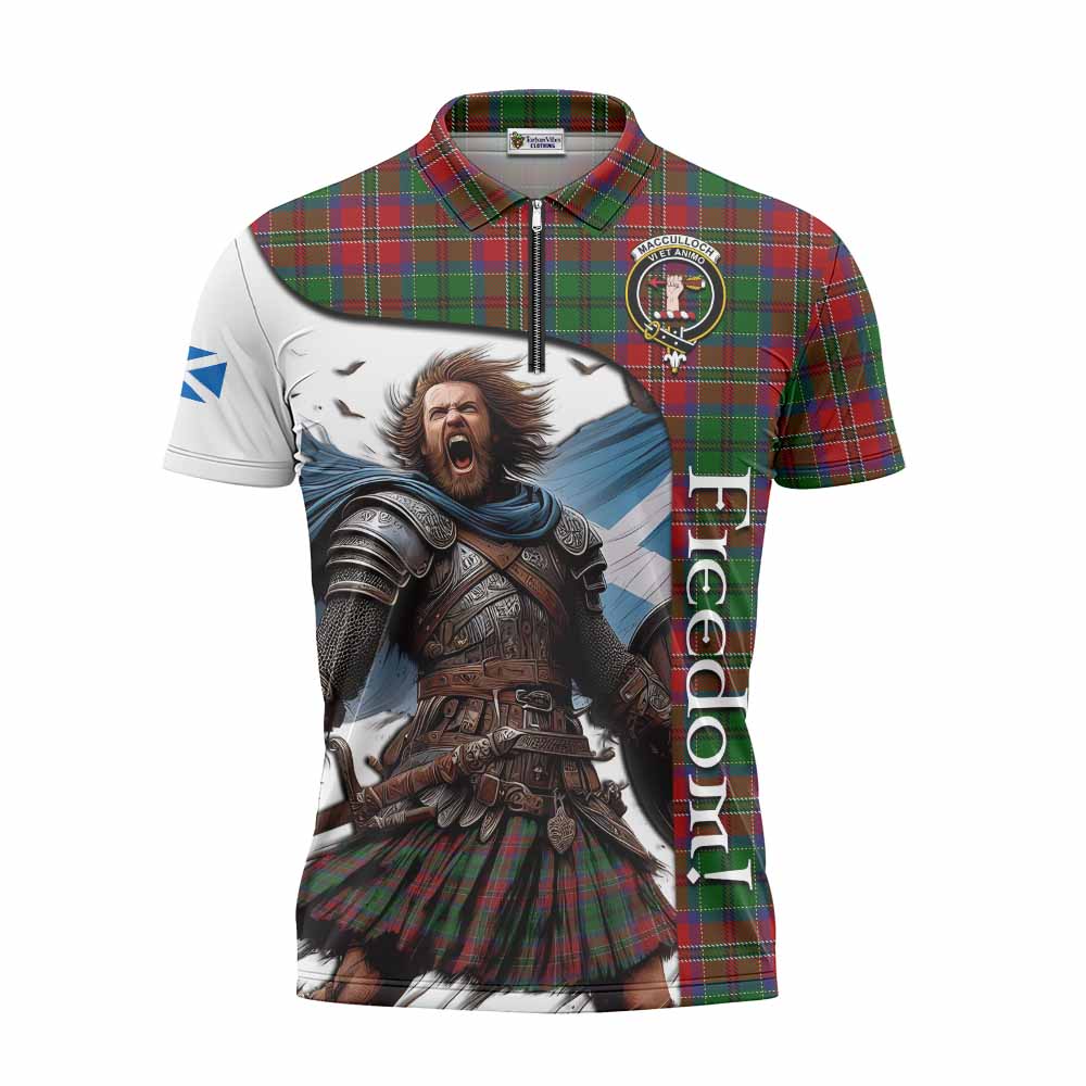 Tartan Vibes Clothing MacCulloch (McCulloch) Crest Tartan Zipper Polo Shirt Inspired by the Freedom of Scottish Warrior