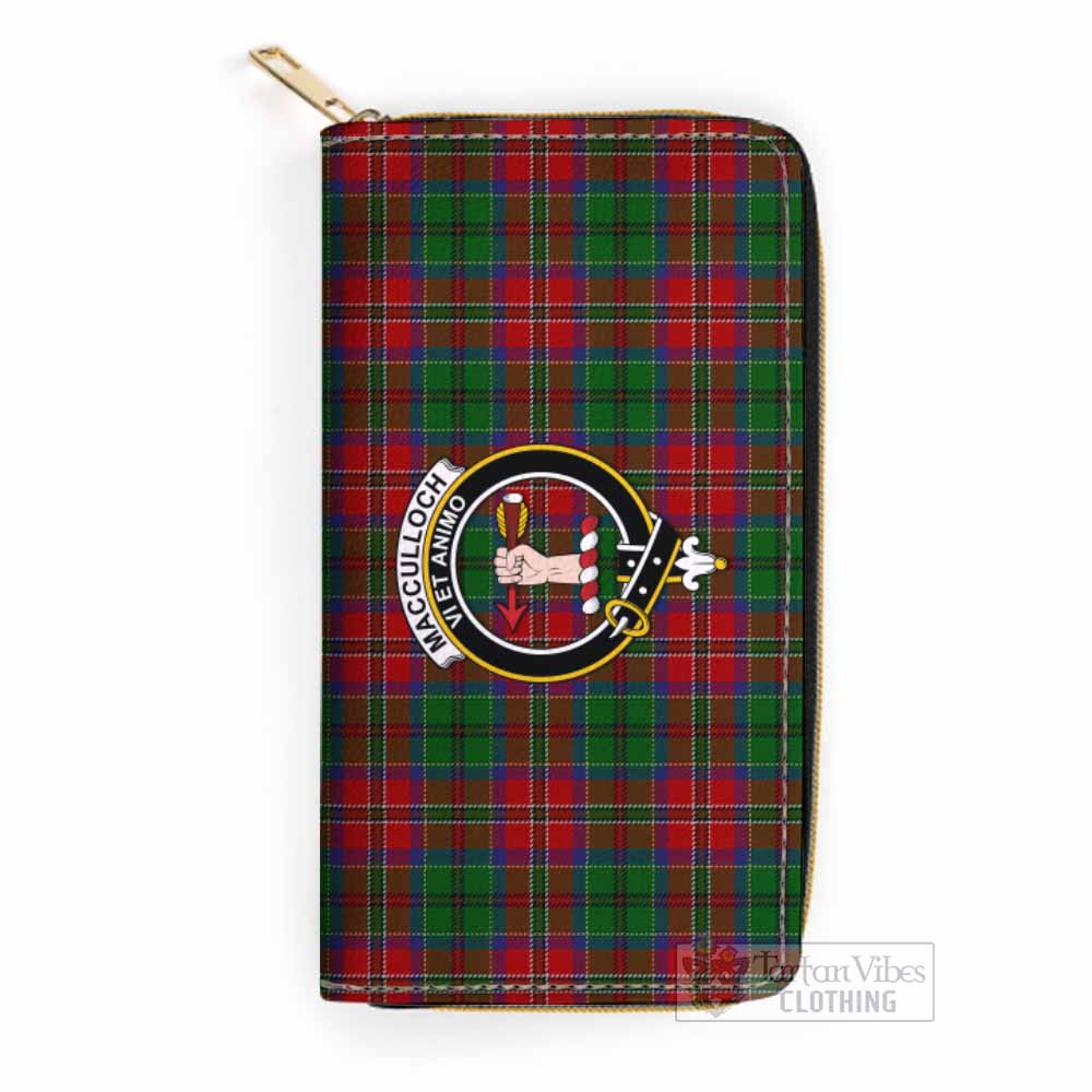 Tartan Vibes Clothing MacCulloch (McCulloch) Tartan Women's Leather Wallet with Family Crest