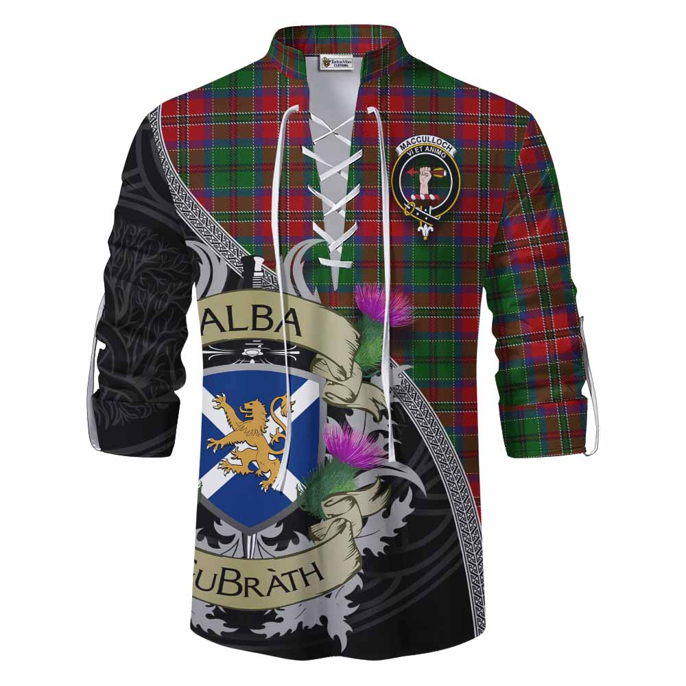 Tartan Vibes Clothing MacCulloch (McCulloch) Tartan Family Crest Ghillie Kilt Shirt Lion Rampant Royal Thistle Shield Celtic Inspired
