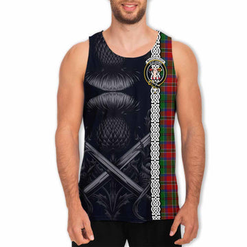 Tartan Vibes Clothing MacCulloch (McCulloch) Tartan Men's Tank Top with Family Crest Cross Sword Thistle Celtic Vibes
