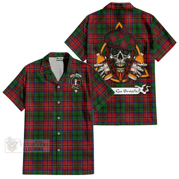 MacCulloch (McCulloch) Tartan Hawaiian Shirt with Family Crest and Bearded Skull Holding Bottles of Whiskey