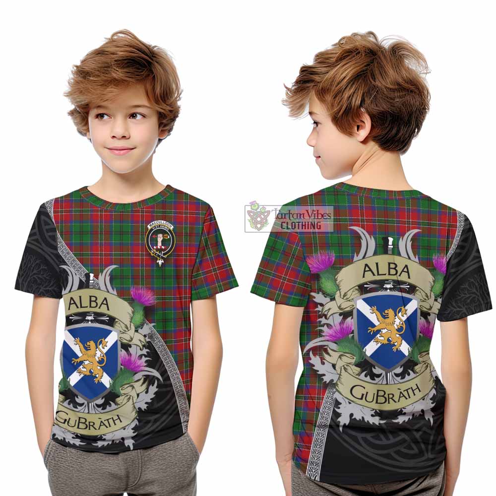 Tartan Vibes Clothing MacCulloch (McCulloch) Tartan Family Crest Kid T-Shirt Lion Rampant Royal Thistle Shield Celtic Inspired