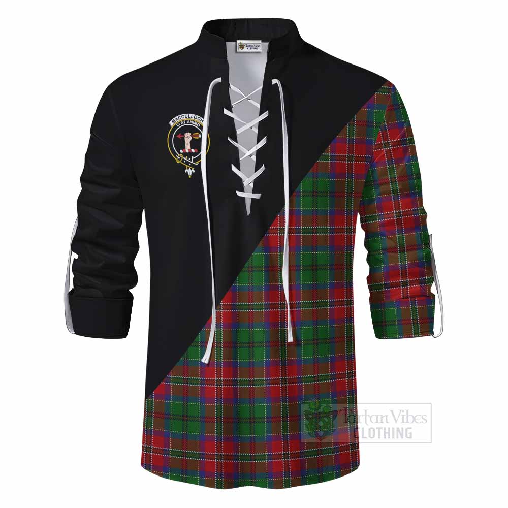 Tartan Vibes Clothing MacCulloch (McCulloch) Tartan Ghillie Kilt Shirt with Family Crest and Military Logo Style