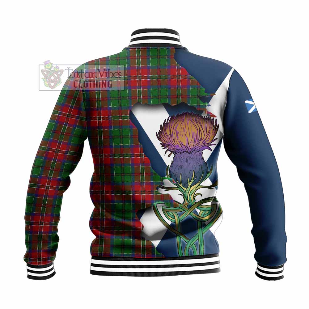 Tartan Vibes Clothing MacCulloch (McCulloch) Tartan Family Crest Baseball Jacket Scottish Thistle Celtic Inspired
