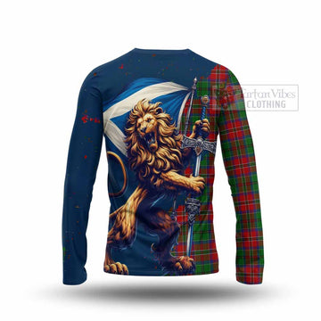 Tartan Vibes Clothing MacCulloch (McCulloch) Tartan Family Crest Long Sleeve T-Shirt with Scottish Majestic Lion