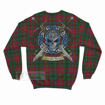 Tartan Vibes Clothing MacCulloch (McCulloch) Tartan Sweatshirt with Family Crest Celtic Skull Style