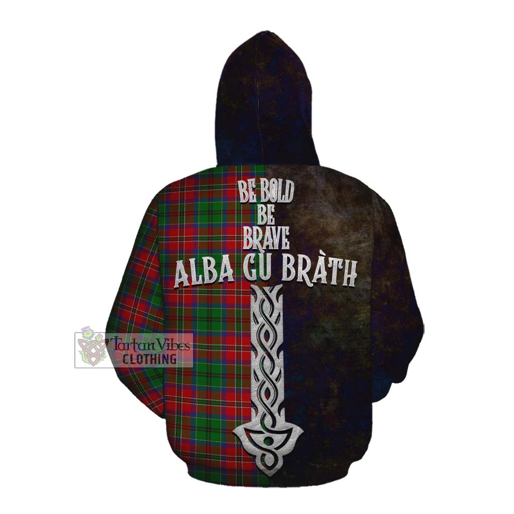 Tartan Vibes Clothing MacCulloch (McCulloch) Tartan Family Crest Cotton Hoodie Alba Gu Brath Be Brave Lion Ancient Style