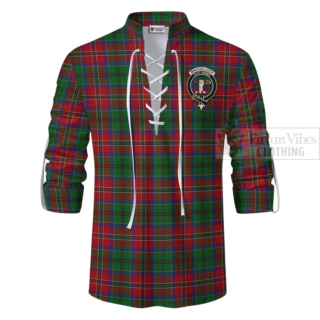 Tartan Vibes Clothing MacCulloch (McCulloch) Tartan Ghillie Kilt Shirt with Family Crest Celtic Skull Style