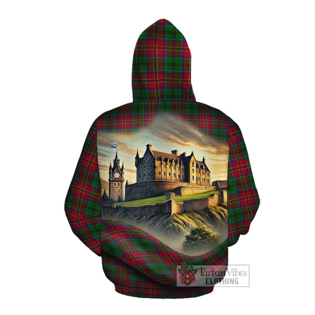 Tartan Vibes Clothing MacCulloch (McCulloch) Tartan Family Crest Cotton Hoodie with Scottish Ancient Castle Style