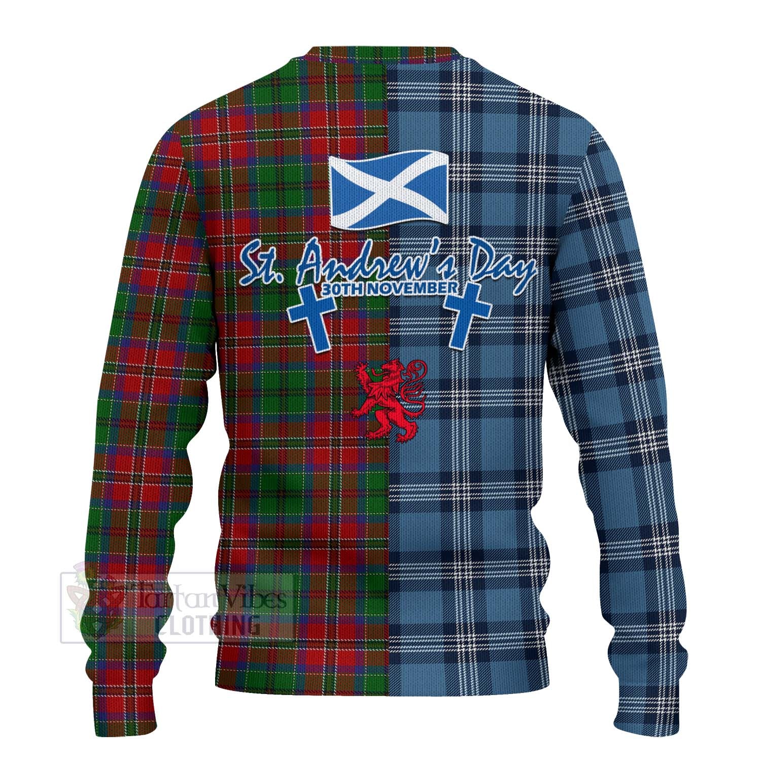 Tartan Vibes Clothing MacCulloch (McCulloch) Tartan Knitted Sweater Happy St. Andrew's Day Half Tartan Style