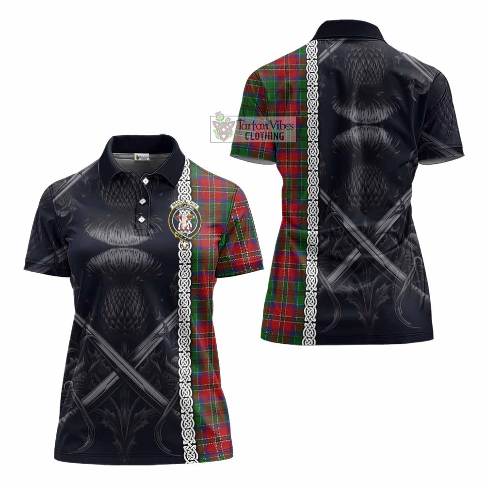 Tartan Vibes Clothing MacCulloch (McCulloch) Tartan Women's Polo Shirt with Family Crest Cross Sword Thistle Celtic Vibes