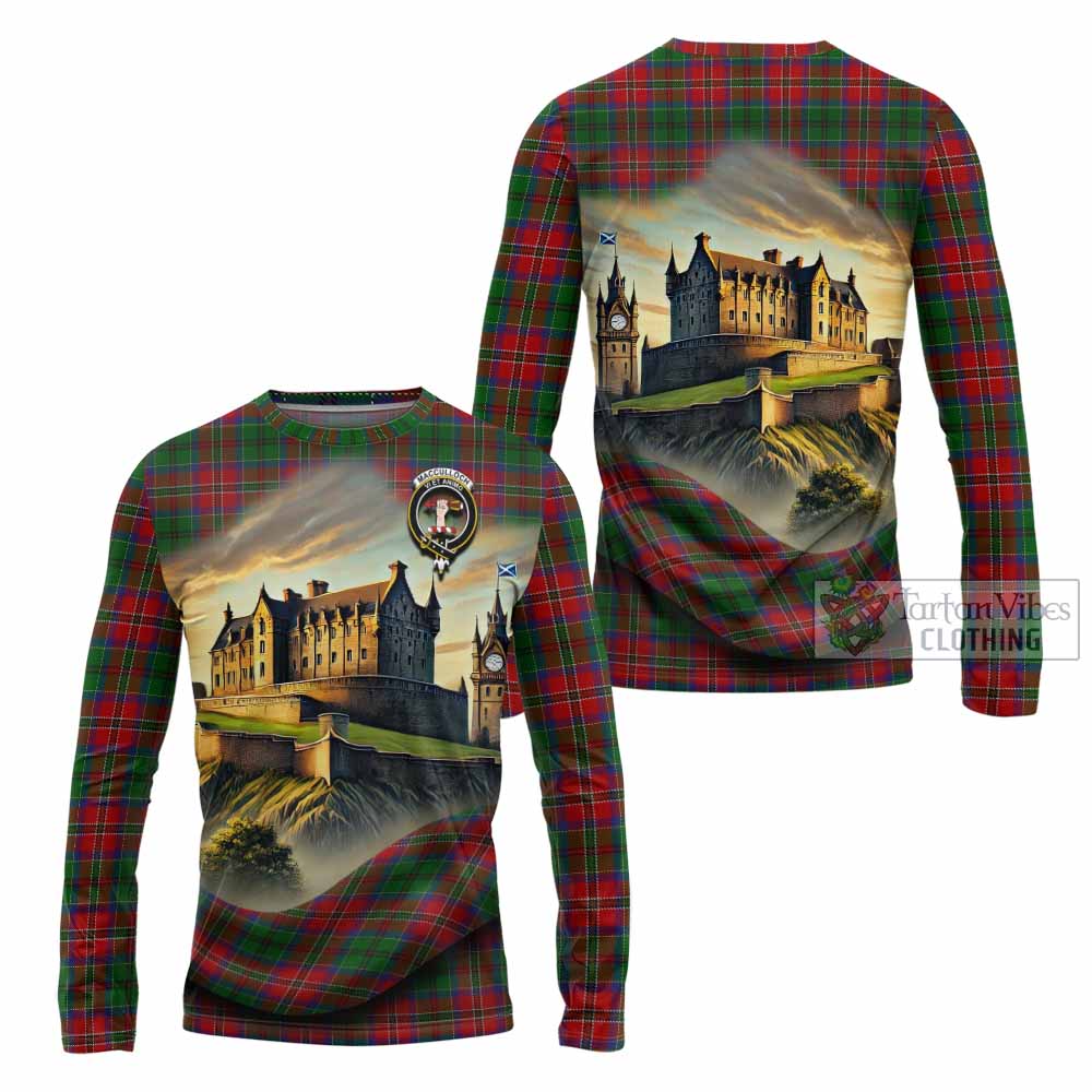 Tartan Vibes Clothing MacCulloch (McCulloch) Tartan Family Crest Long Sleeve T-Shirt with Scottish Ancient Castle Style
