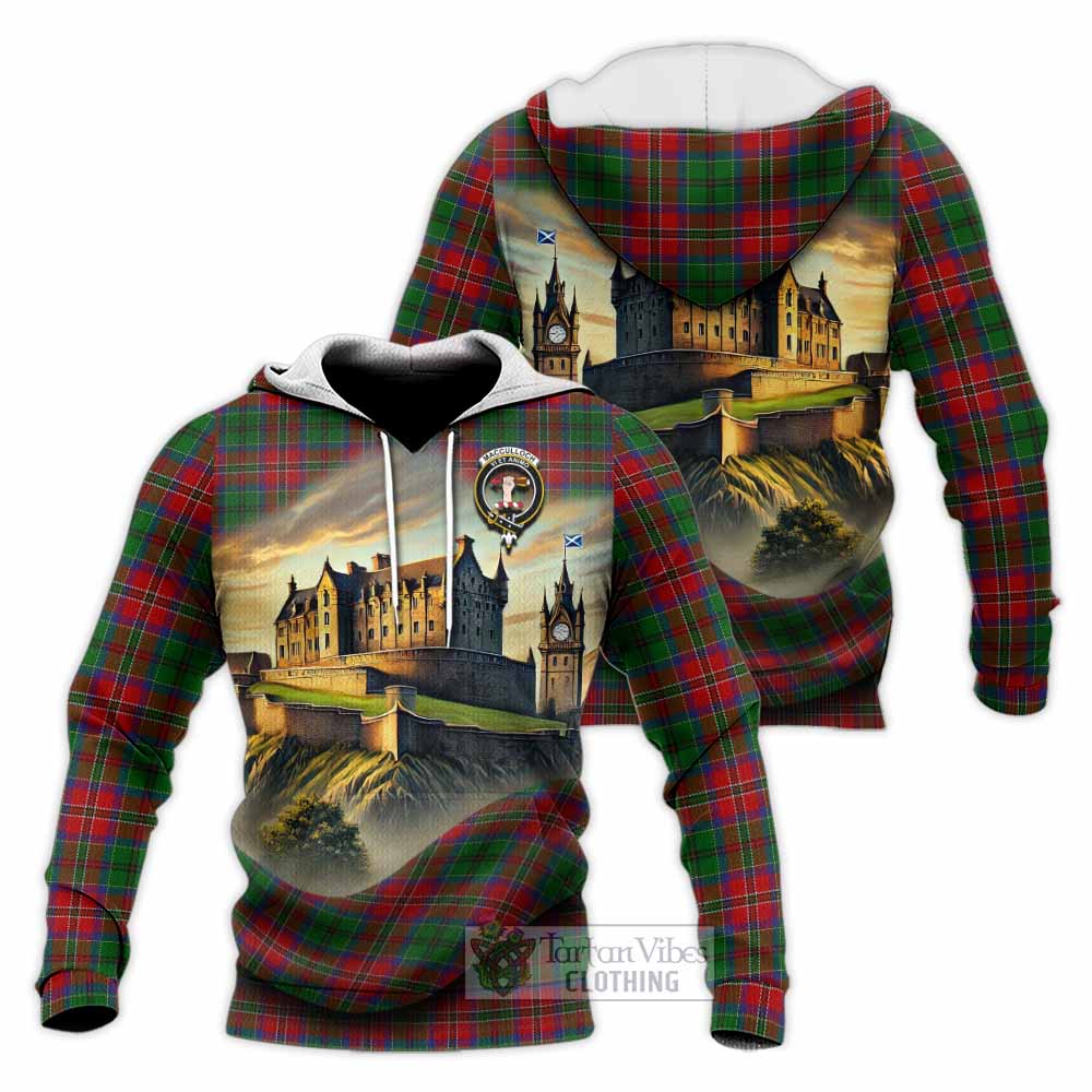 Tartan Vibes Clothing MacCulloch (McCulloch) Tartan Family Crest Knitted Hoodie with Scottish Ancient Castle Style